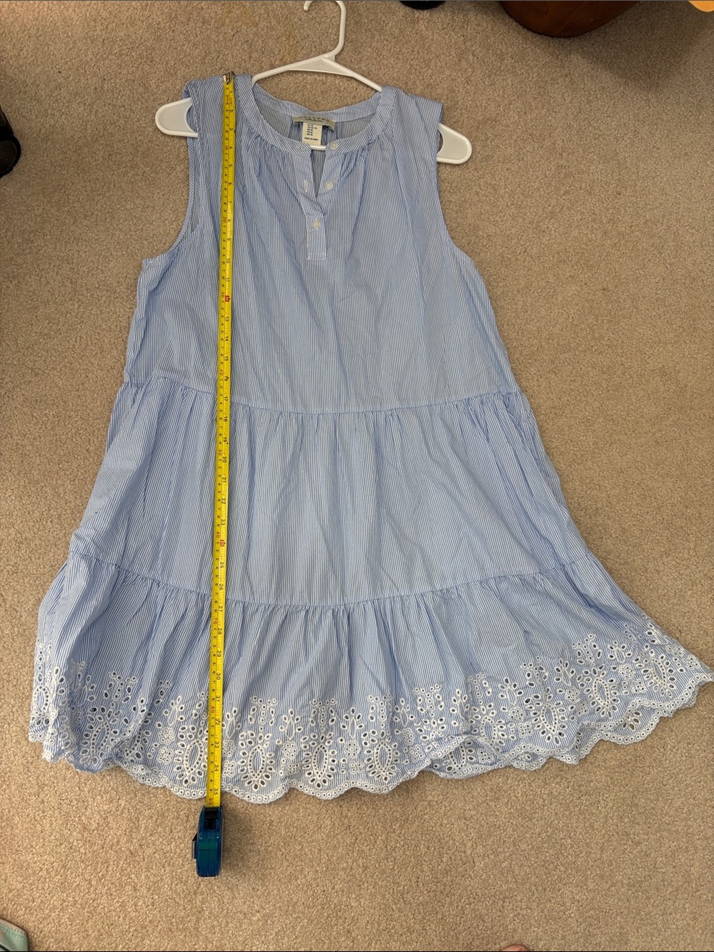 Calypso St. Barth Light Blue Striped Eyelet Hem Sundress - Picture 8 of 8